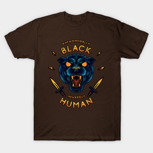 Phenomenally Black Inwardly Human | Black Panther Party | Black Owned BLM Black Lives Matter| Black Panthers |Tattoo Style Logo T-Shirt